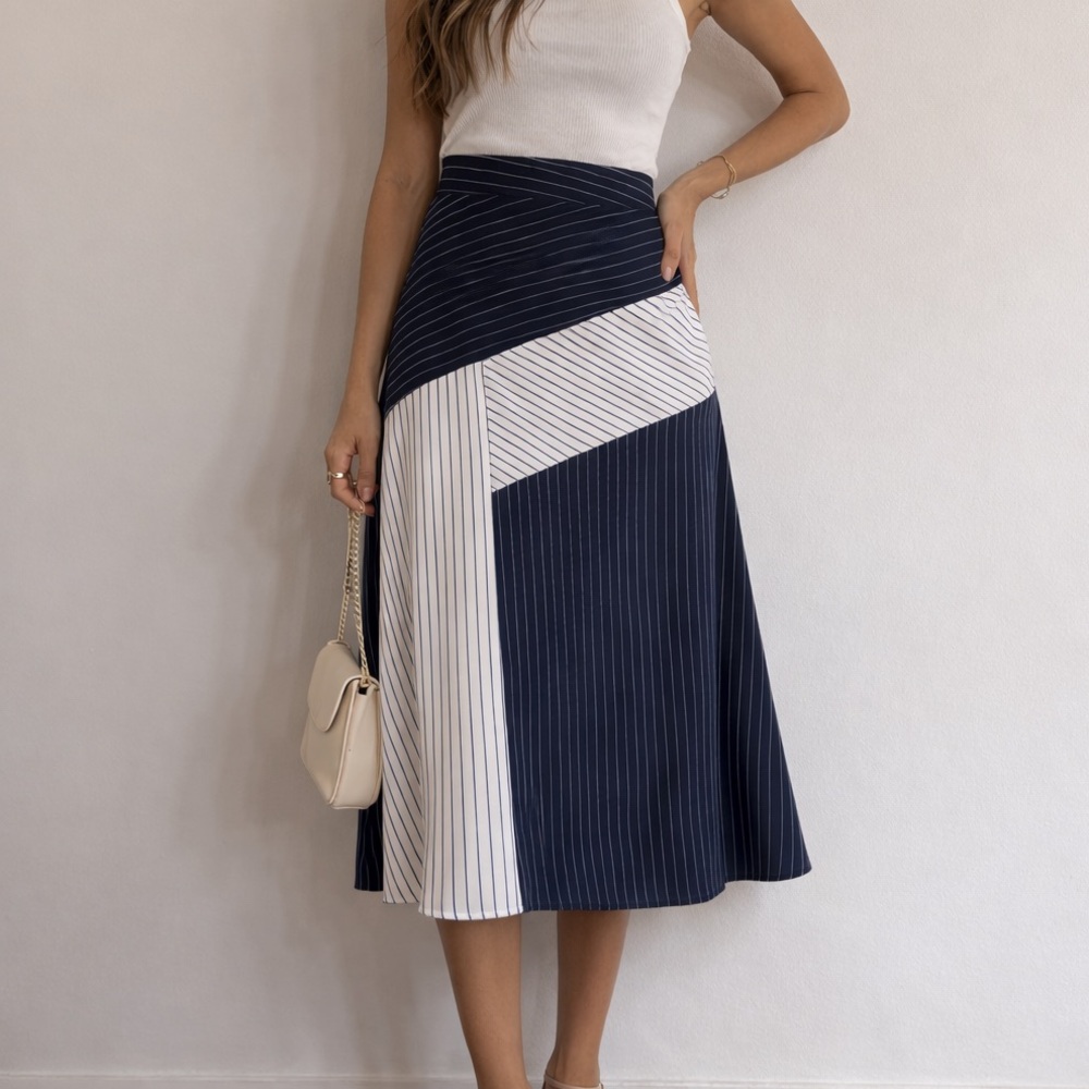 DKNY Striped Navy and White Women's Skirt